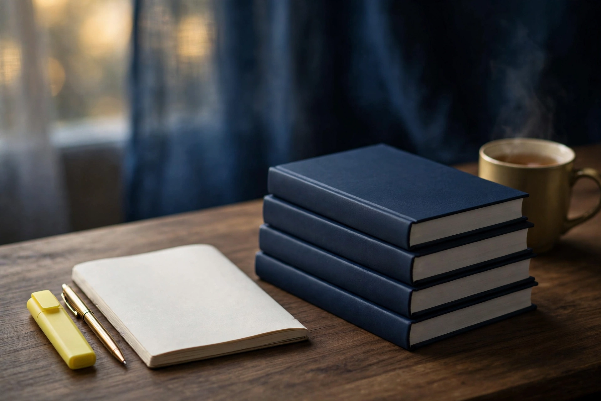 A stack of Imperial NCLEX study books with a notebook and pen