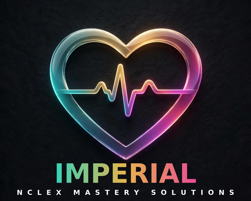 Imperial NCLEX Mastery Solutions logo — neon heart with ECG line above the words IMPERIAL NCLEX MASTERY SOLUTIONS